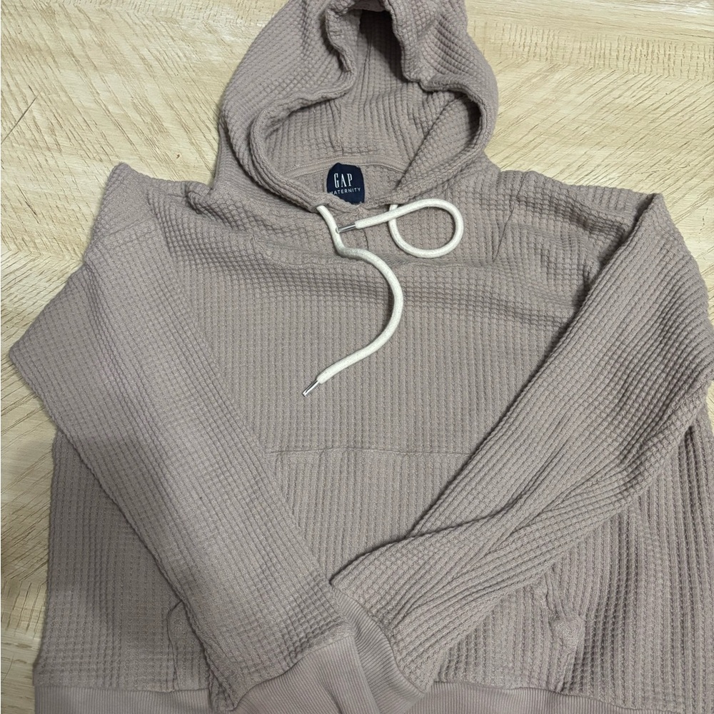 Gap Beige Waffle Knit Hoodie maternity